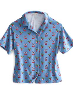 Short-Sleeved Button-Down Pajama Top